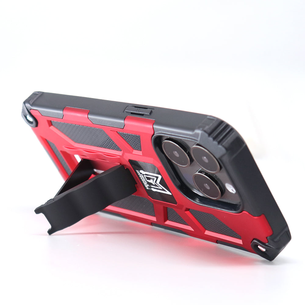 Mocalz Defender Series I Dual Layer Protective Samsung S23+ Case with Metal Kickstand | Rugged, Drop-Tested, Shockproof Mobile Cover for Samsung S23 Plus (Red)