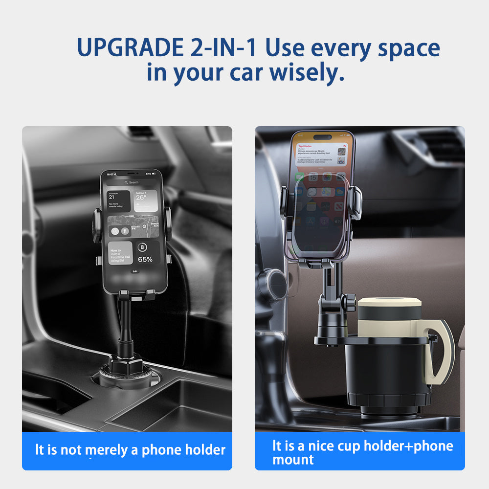 Mocalz Phantom EK Adjustable Car Mount with Cup Holder, Universal Adjustable Car Cup Holder Expander Compatible with 4-7 inch iPhone, Samsung, Google, Huawei, LG, Sony, Nokia Smartphones