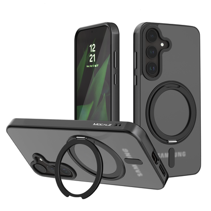 Mocalz Protector Series III Matte Phone Case with Metal Ring Kickstand for S24. Hardcover TPU/PC, Anti-Drop, Scratchproof, Shockproof Case.