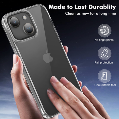 Mocalz Protector Series II Designed for iPhone 14 Plus Case, [Clear] 5 in 1 [Non Yellowing] Case with 2X Tempered Glass Screen and 2X Camera Lens Protectors, Shockproof and Air-Guard Corners (Clear Non MagSafe)