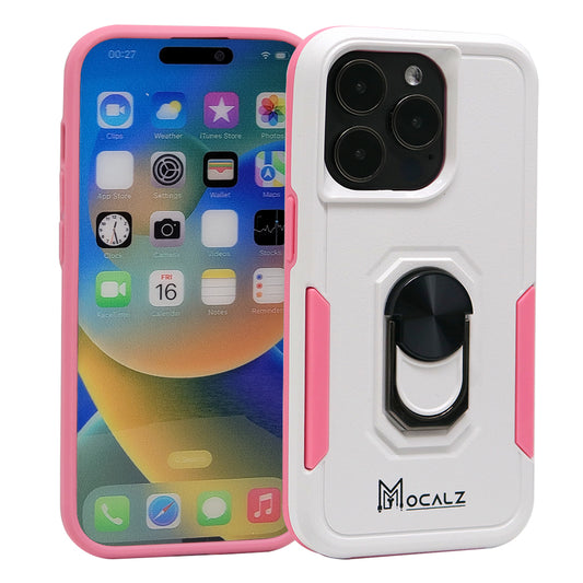 Mocalz Defender Series II Shockproof Dual Layer Protective Cover with 360° Rotate Metal Ring Holder for iPhone 14 Pro | Cellphone Defender for iPhone 14 Pro