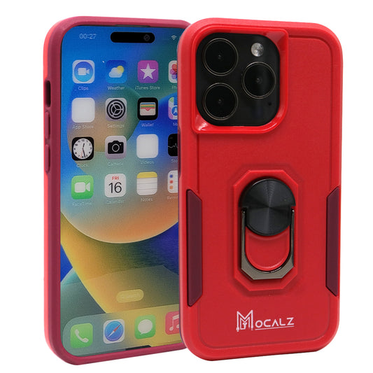 Mocalz Defender Series II Shockproof Dual Layer Protective Cover with 360° Rotate Metal Ring Holder for iPhone 14 Pro | Cellphone Defender for iPhone 14 Pro