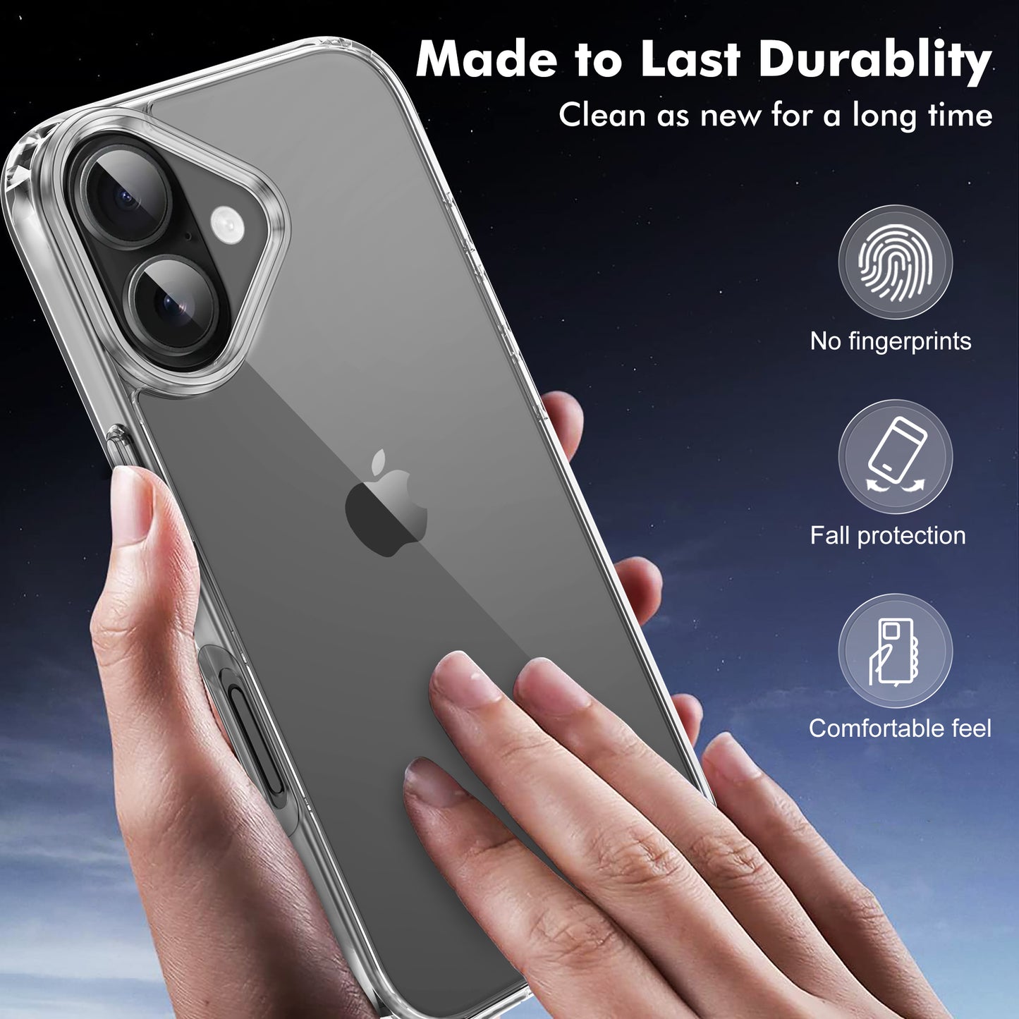 Mocalz Protector Series II Case Designed for iPhone 16 Plus , [Clear] 5 in 1 [Non Yellowing] Case with 2X Tempered Glass Screen and 2X Camera Lens Protectors, Shockproof and Air-Guard Corners