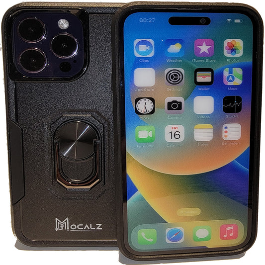 Mocalz Defender Series II Shockproof Dual Layer Protective Cover with 360° Rotate Metal Ring Holder for iPhone 14 Pro | Cellphone Defender for iPhone 14 Pro