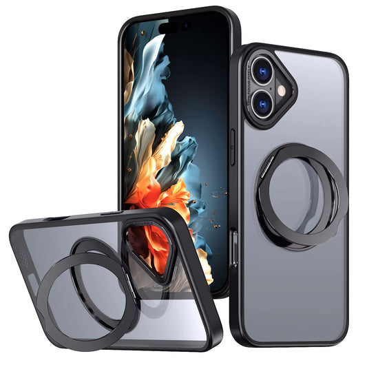 Mocalz Protector Series III Matte Phone Case with Metal Ring Kickstand for iPhone 16 Plus. Hardcover TPU/PC, Anti-Drop, Scratchproof, Shockproof Case.