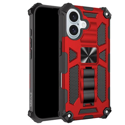 Mocalz Defender Series I Dual Layer Protective iPhone 16 Case with Metal Kickstand | Rugged, Drop-Tested, Shockproof Mobile Cover for iPhone 16