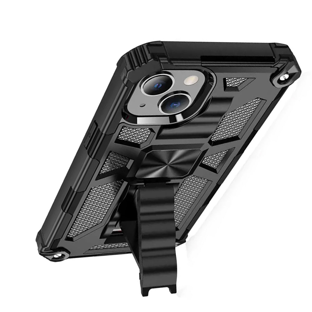 Mocalz Defender Series I Dual Layer Protective iPhone 13 Case with Metal Kickstand | Rugged, Drop-Tested, Shockproof Mobile Cover for iPhone 13