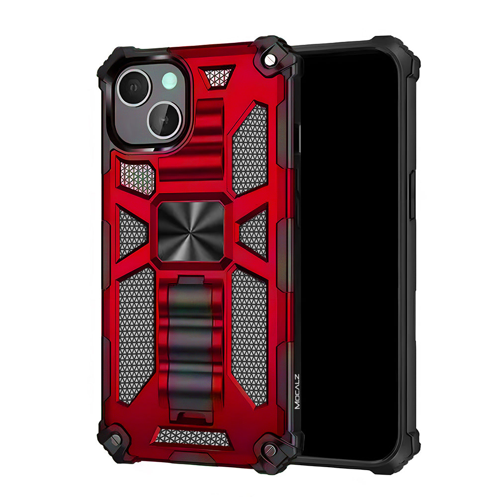 Mocalz Defender Series I Dual Layer Protective iPhone 13 Case with Metal Kickstand | Rugged, Drop-Tested, Shockproof Mobile Cover for iPhone 13