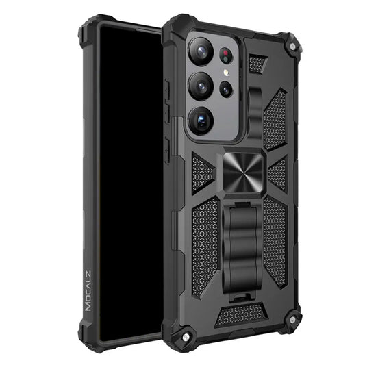 Mocalz Defender Series I Dual Layer Protective S21 Ultra Case with Metal Kickstand | Rugged, Drop-Tested, Shockproof Mobile Cover for S21 Ultra