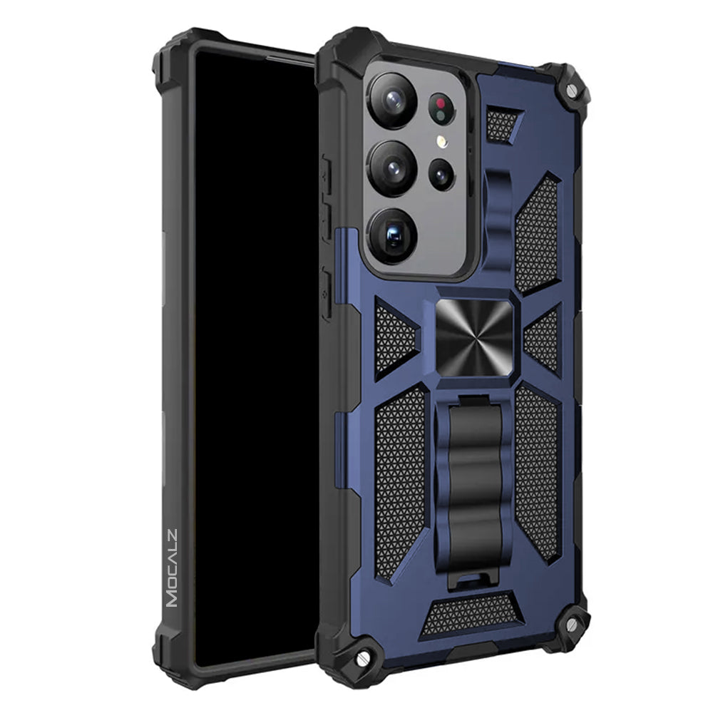 Mocalz Defender Series I Dual Layer Protective S24 Ultra Case with Metal Kickstand | Rugged, Drop-Tested, Shockproof Mobile Cover for S24 Ultra